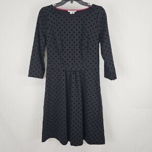 Boden Black Polka Dot Midi Dress